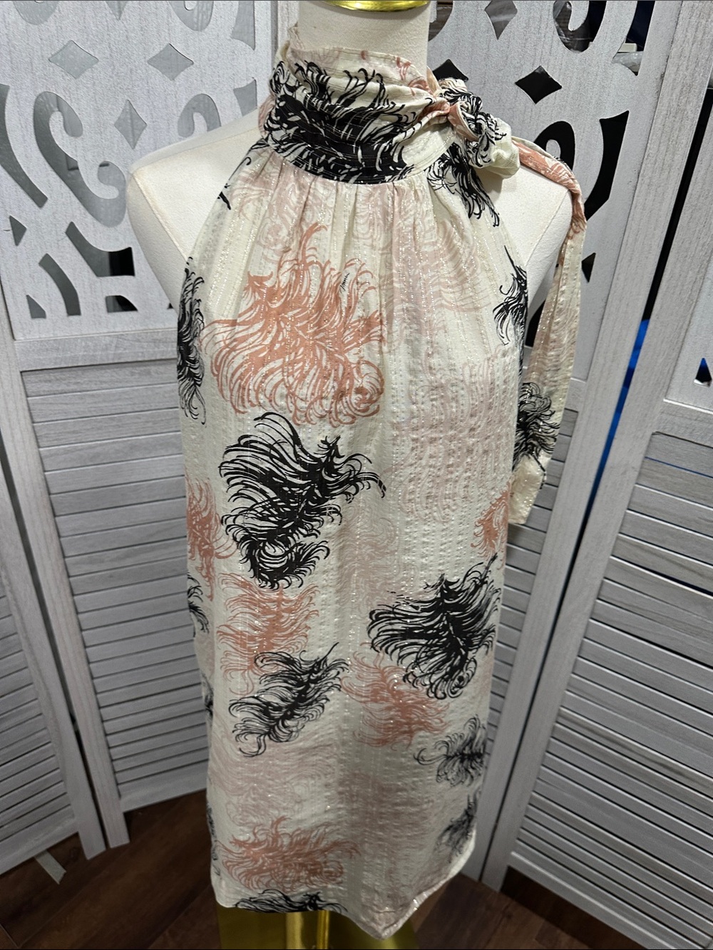 Trina Turk Garam silk metallic halter dress size 6